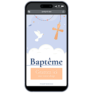 Invitation Baptême Virtuelle à Gratter Personnalisable – Colombe & Chapelet