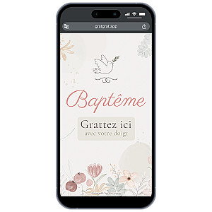 Invitation Baptême Virtuelle à Gratter Personnalisable – Colombe & Fleurs Aquarelle