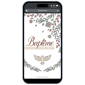 Save The Date Baptême à Gratter Numérique – Invitation Virtuelle Colombe & Feuillage Personnalisable