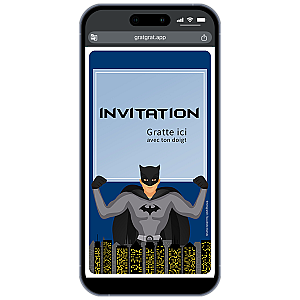 Invitation Anniversaire Super-Héros Virtuelle – Carte à Gratter Numérique Justicier de la Nuit