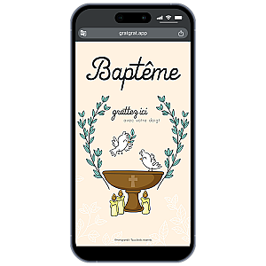 Invitation Baptême Virtuelle à Gratter Personnalisable – Colombes & Fonts Baptismaux
