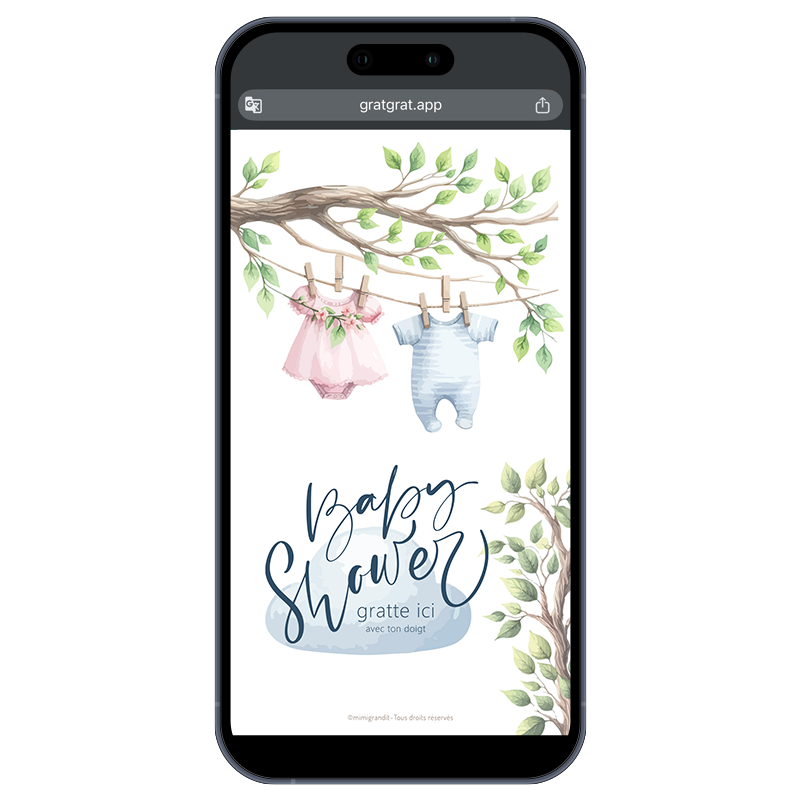 Faire-part Numérique Baby Shower et Gender Reveal à Gratter – Habits de Bébé