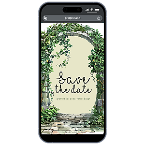 Save the Date Mariage Numérique à Gratter | Thème Arche de Pierre & Jardin Secret