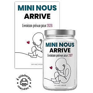 Annonce Grossesse - Étiquette "Mini Nous Arrive + Année de Naissance" à Imprimer