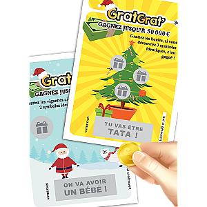 Carte à Gratter Papier Annonce Grossesse à Noël