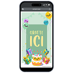 Invitation Anniversaire Digitale Kawaii – Ballons, Cadeaux et Gâteau Magique