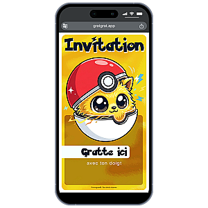 Carte à gratter numérique - Invitation Anniversaire Pokeball