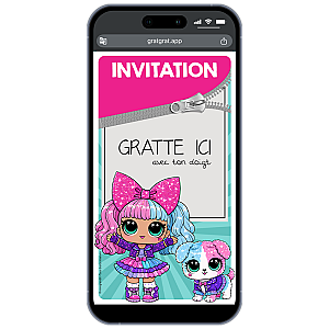 Invitation Anniversaire Digitale à Gratter – Poupée Kawaii