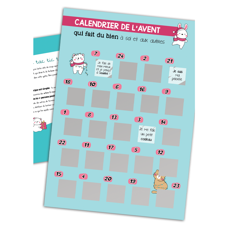 Calendrier de l'Avent à Gratter, Bienveillance et Messages Positifs, Adultes