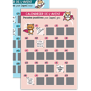 Calendrier de l'Avent à Gratter, Bienveillance et Messages Positifs, Enfant Fille ou Garçon