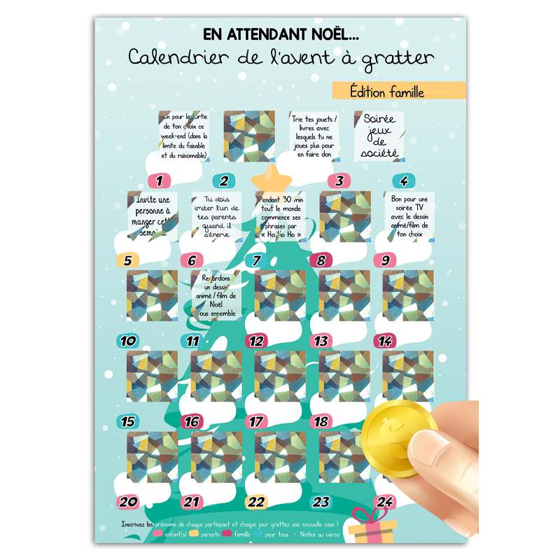 Calendrier de l'Avent Famille à Gratter, Moments à Partager, Gages et Défis