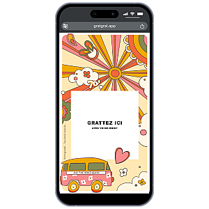 Carte à gratter numérique – Invitation Anniversaire Années 70 & Hippie