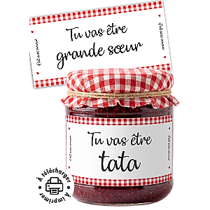 Étiquette Confiture Annonce Grossesse – Pack Famille à Imprimer