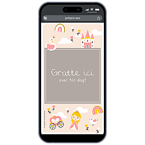 Carte à gratter numérique – Princesse, Cygne et Château Enchanté