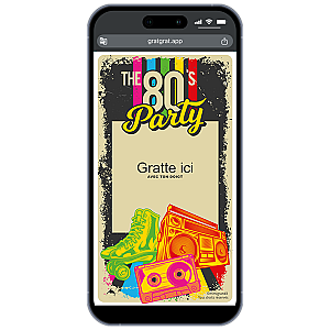 Carte à gratter numérique – Invitation Anniversaire Années 80