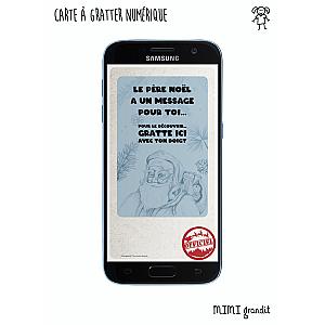 Carte à gratter virtuelle jeu grelot et bouton perdu père Noël