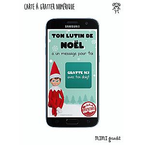 Carte à gratter virtuelle personnalisable message lutin de Noël
