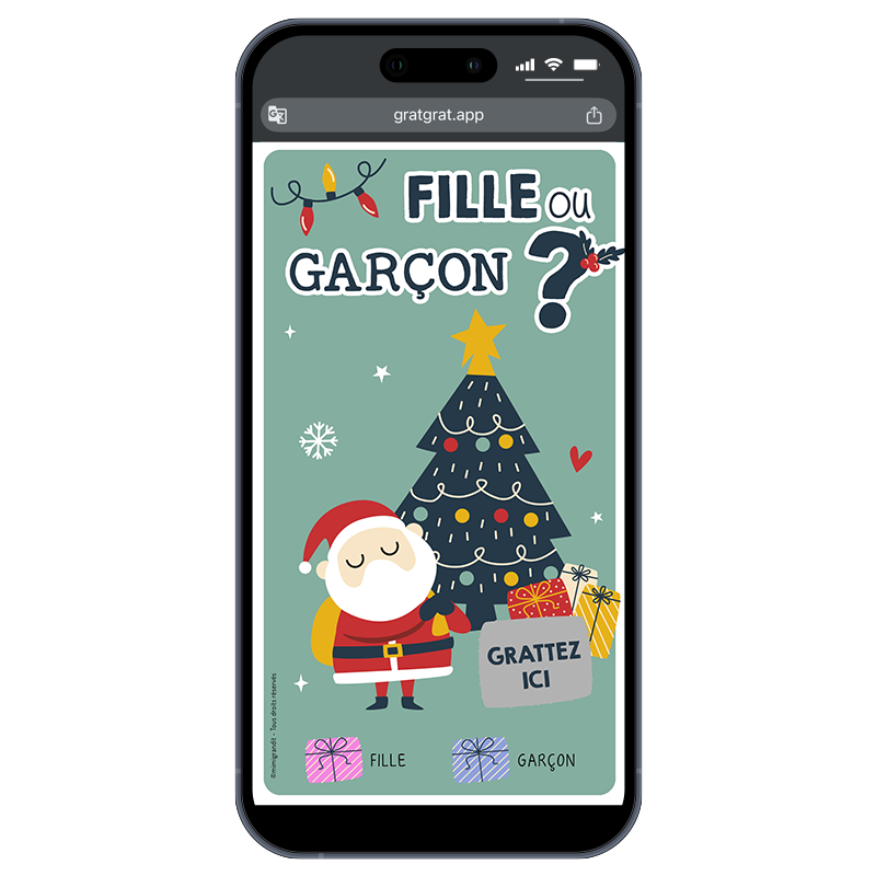 Annonce Sexe Bébé Noël - Carte à Gratter Cadeau sur Téléphone