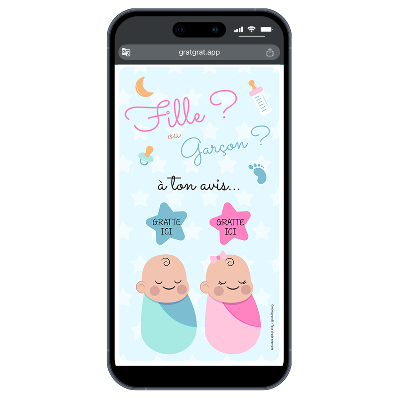 Annonce Sexe Bébé sur Téléphone - Jeu à Gratter "Gagné ou Perdu"