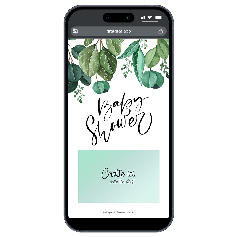 Invitation Baby Shower Virtuelle Téléphone Thème Feuillage