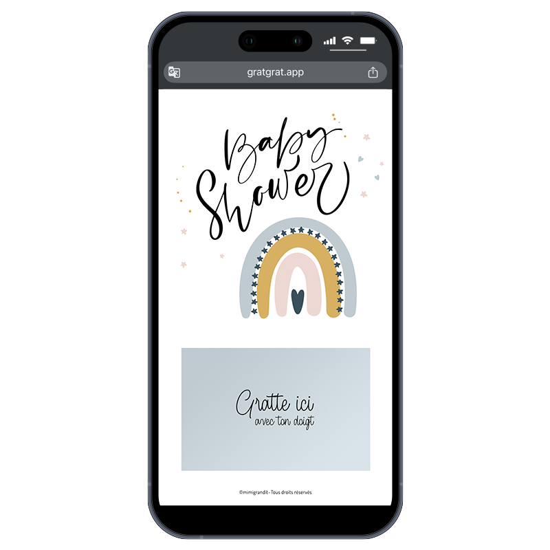 Invitation Baby Shower Sur Téléphone Arc en Ciel Pastel Scandi