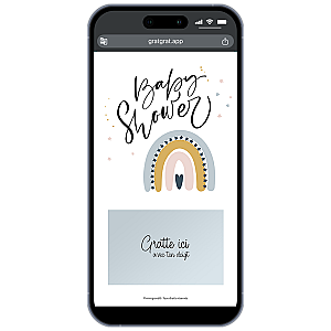 Invitation Baby Shower Sur Téléphone Arc en Ciel Pastel Scandi