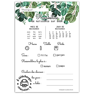 Pronostics bébé à Imprimer - Jeu Baby Shower Original