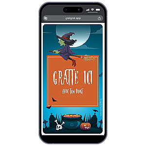 Carte à gratter numérique – Sorcière et Chaudron Magique d'Halloween