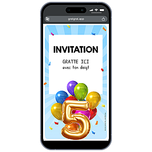 Carte à gratter numérique – Anniversaire Ballons Chiffres (1 à 13 ans)