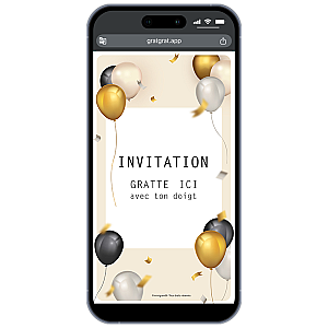 Carte à gratter numérique – Ballons Or & Design Chic