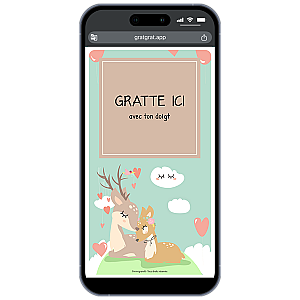 Carte à gratter sur téléphone – Thème Biche
