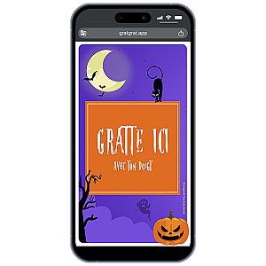 Carte à gratter numérique – Halloween, Fantôme et Chat Noir