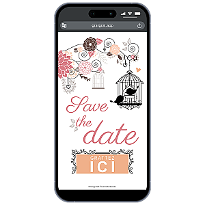 Save The Date Carte à Gratter Numérique Romantique Cage à Oiseaux