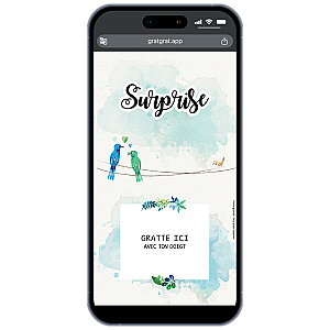 Carte à Gratter Virtuelle Personnalisable Surprise - Modèle Oiseaux amoureux