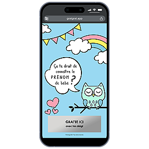 Annonce Prénom Bébé Carte à Gratter Numérique - Thème Hibou