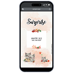 Carte à gratter numérique personnalisable surprise - Famille de chats