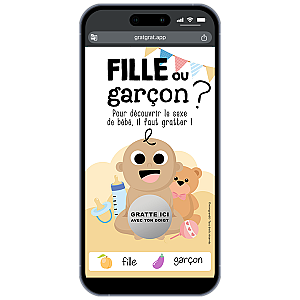 Annonce Fille ou Garçon - Carte à Gratter Numérique (Peau Métisse)