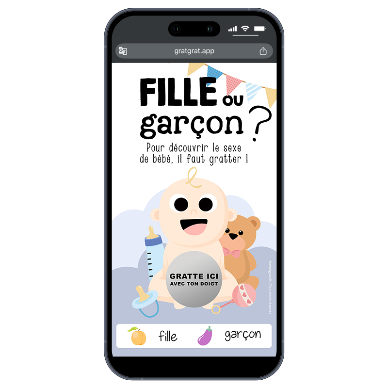 Annonce Fille ou Garçon - Carte à Gratter Numérique (Peau Blanche)