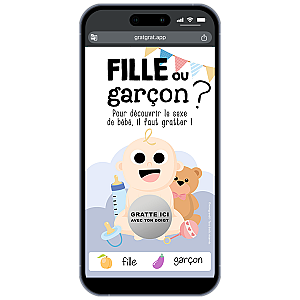 Annonce Fille ou Garçon - Carte à Gratter Numérique (Peau Blanche)