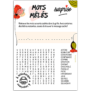Jeu de Mots Mêlés Demande Parrain et Marraine – À Imprimer