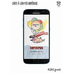 Annonce grossesse carte à gratter numérique Superpug