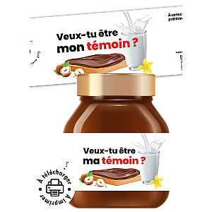 Demande Témoin Mariage – Étiquette Pâte à Tartiner à imprimer