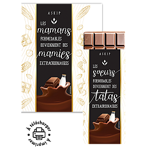 Étiquette Chocolat Annonce Grossesse – Pack Famille à Imprimer