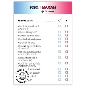 Jeu Baby Shower Papa ou Maman à Imprimer - Animation Fête