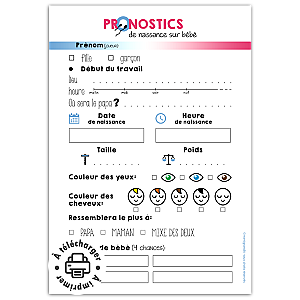 Jeu Pronostics Baby Shower à Imprimer - Activité Fête Prénatale