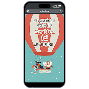 Carte à Gratter Numérique Annonce Fille Garçon Noël - Montgolfière Enchantée