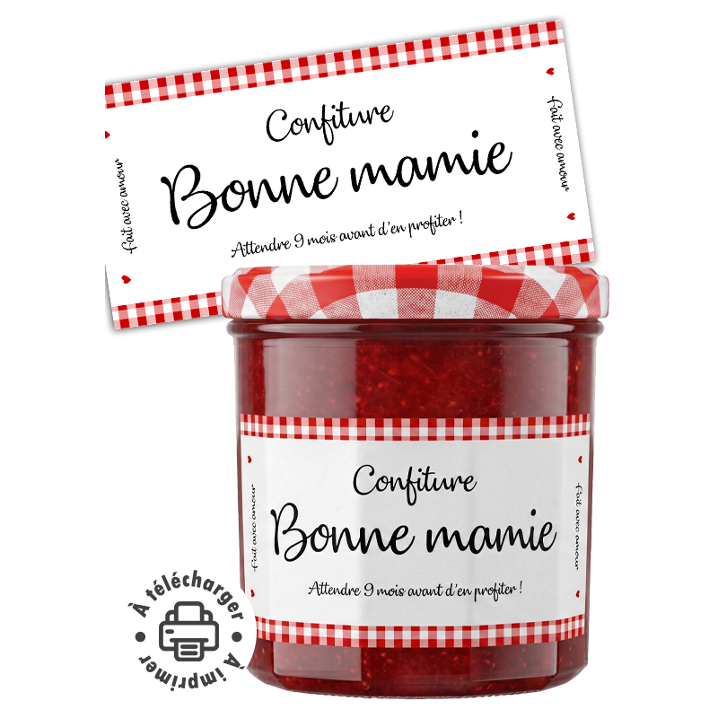 Étiquette Confiture "Bonne Mamie / Mamy" – Annonce de Grossesse à Imprimer