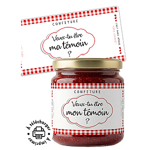 Demande Témoin Étiquette Confiture à Imprimer - Cadeau Mariage DIY