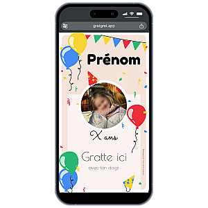 Carte d'invitation anniversaire avec photo – Carte virtuelle numérique à gratter