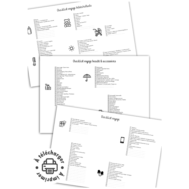 Checklist valise à imprimer : Vos listes de voyage complètes (PDF)